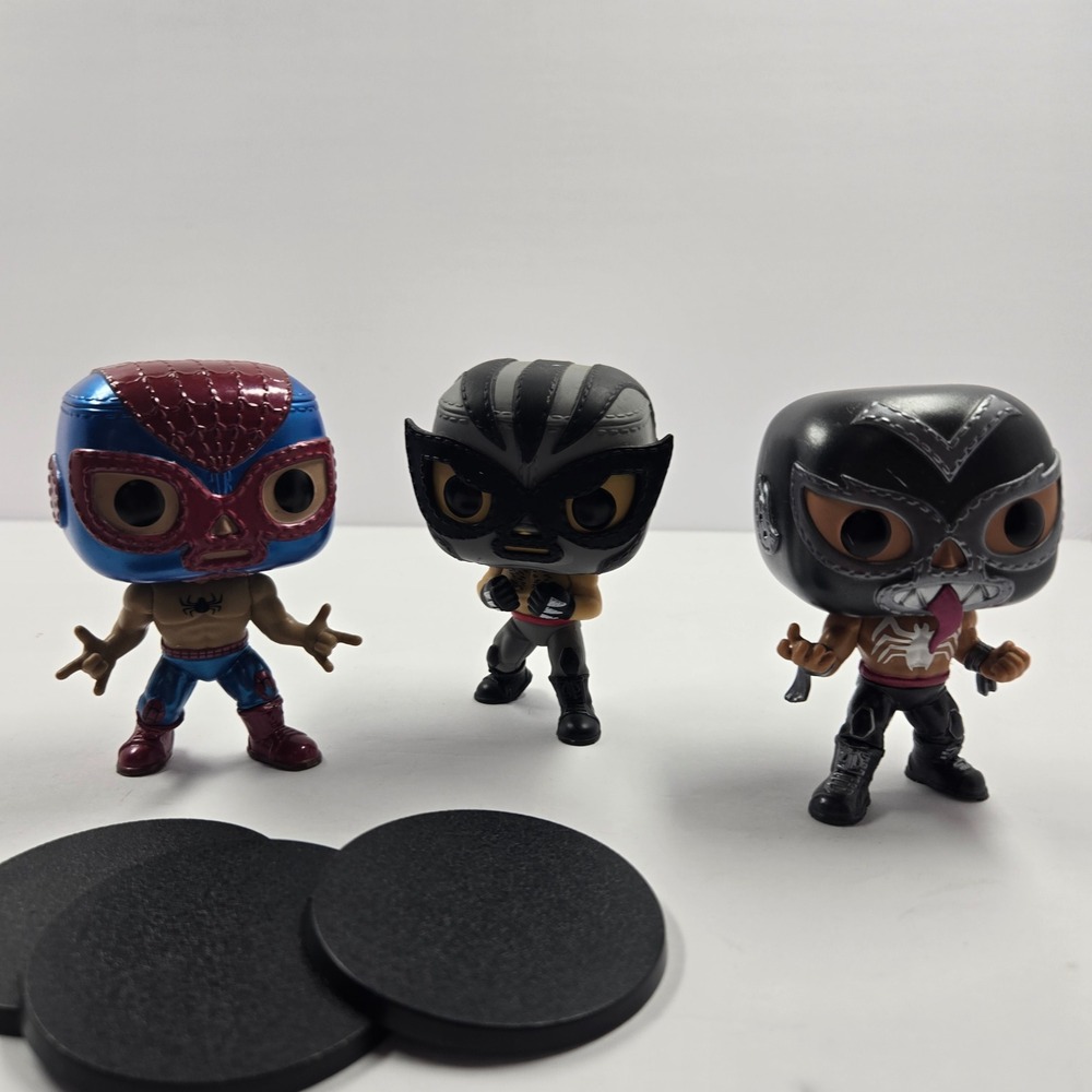 Funko Pop Marvel Lucha Libre Spider-Man Venom Hulk Figures Bundle 3pc Out of Box
